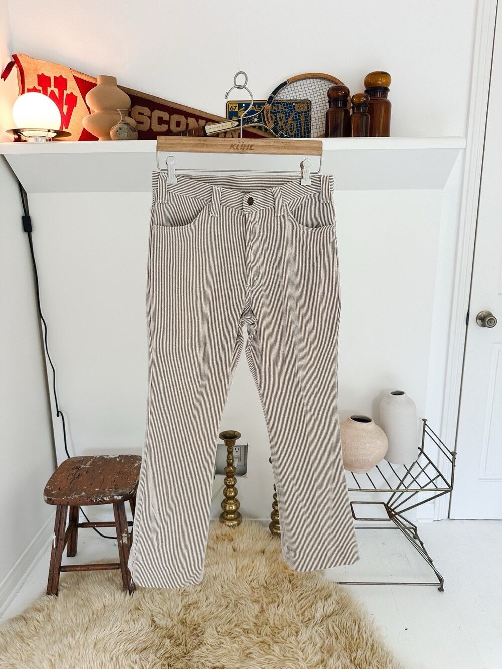 Vintage 1970s Levis Tailored Brown Striped Pants 32 x 30